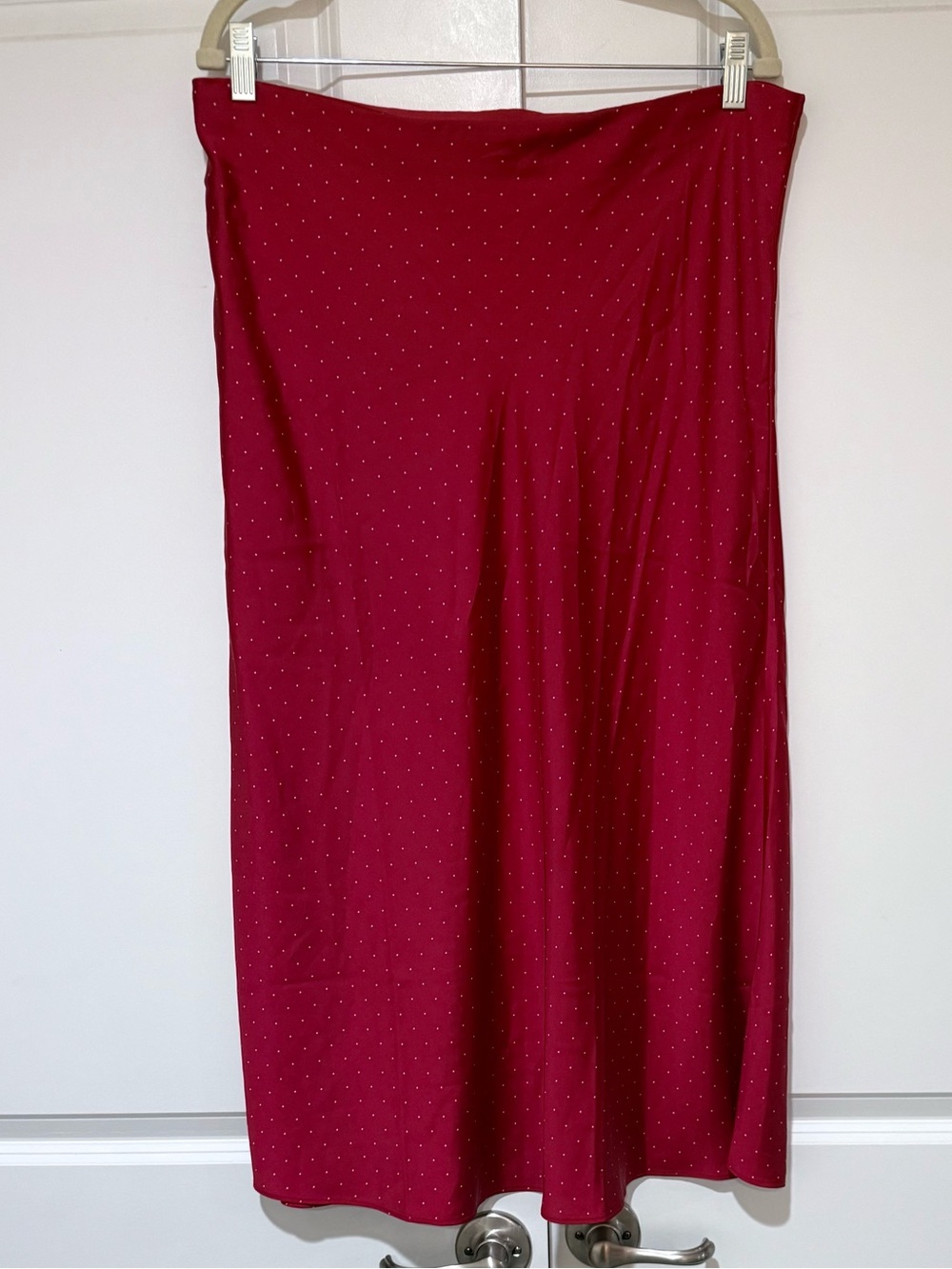 J. Crew NWOT Burgundy/Red Gwyneth Pull on Slip Skirt with Tiny Dot Print